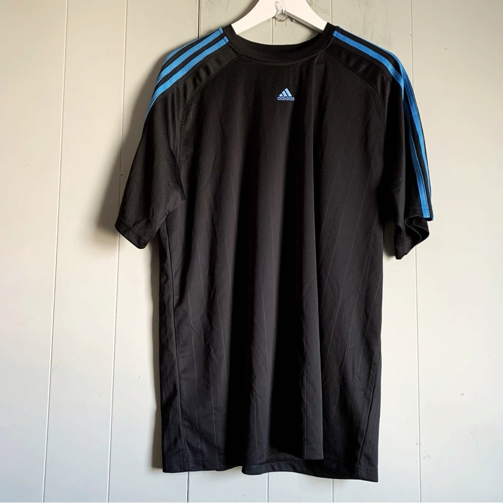 ADIDAS Mens Y2K Vintage 1/2 Sleeve Training Top Blue & Black XL
